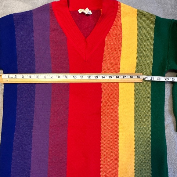 Hot & Delicious Rainbow Stripe Sweater Dress Medium Oversized Knit Pride Boho - Picture 2 of 6